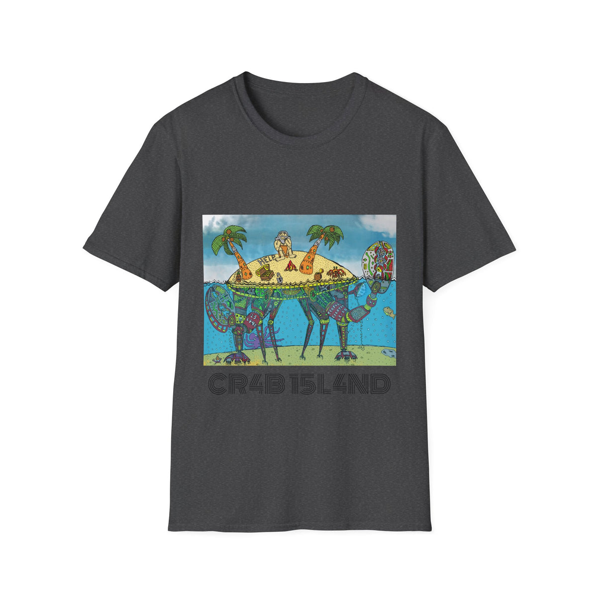 Crab Island  Art T-Shirt — Whimsical Tropical Illustration Tee