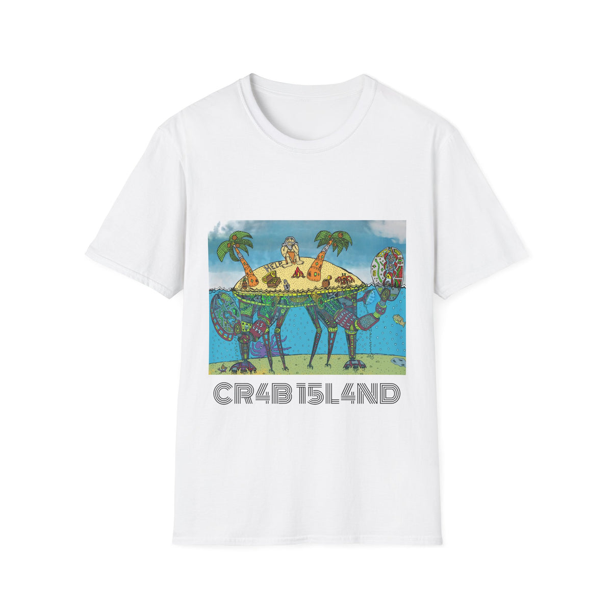 Crab Island  Art T-Shirt — Whimsical Tropical Illustration Tee
