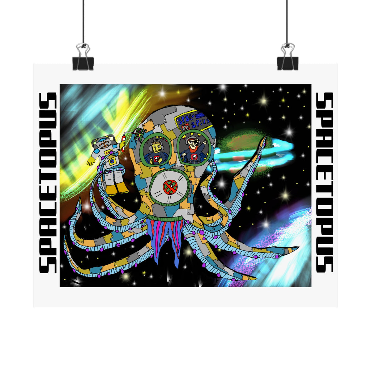 Spacetopus Sci‑Fi Poster — Matte Horizontal Wall Art