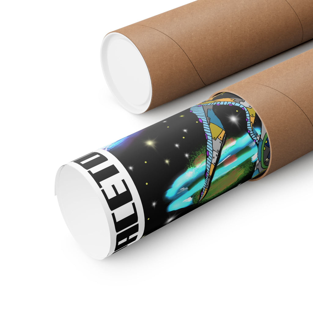 Spacetopus Sci‑Fi Poster — Matte Horizontal Wall Art