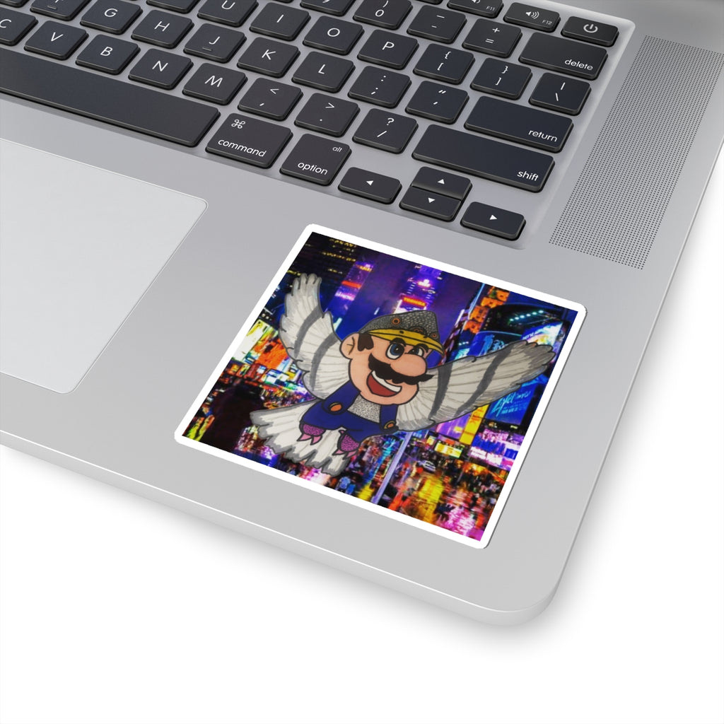 Pigeon Mario - Winged Character Sticker — Retro City Night Mario-Style Kiss-Cut Sticker