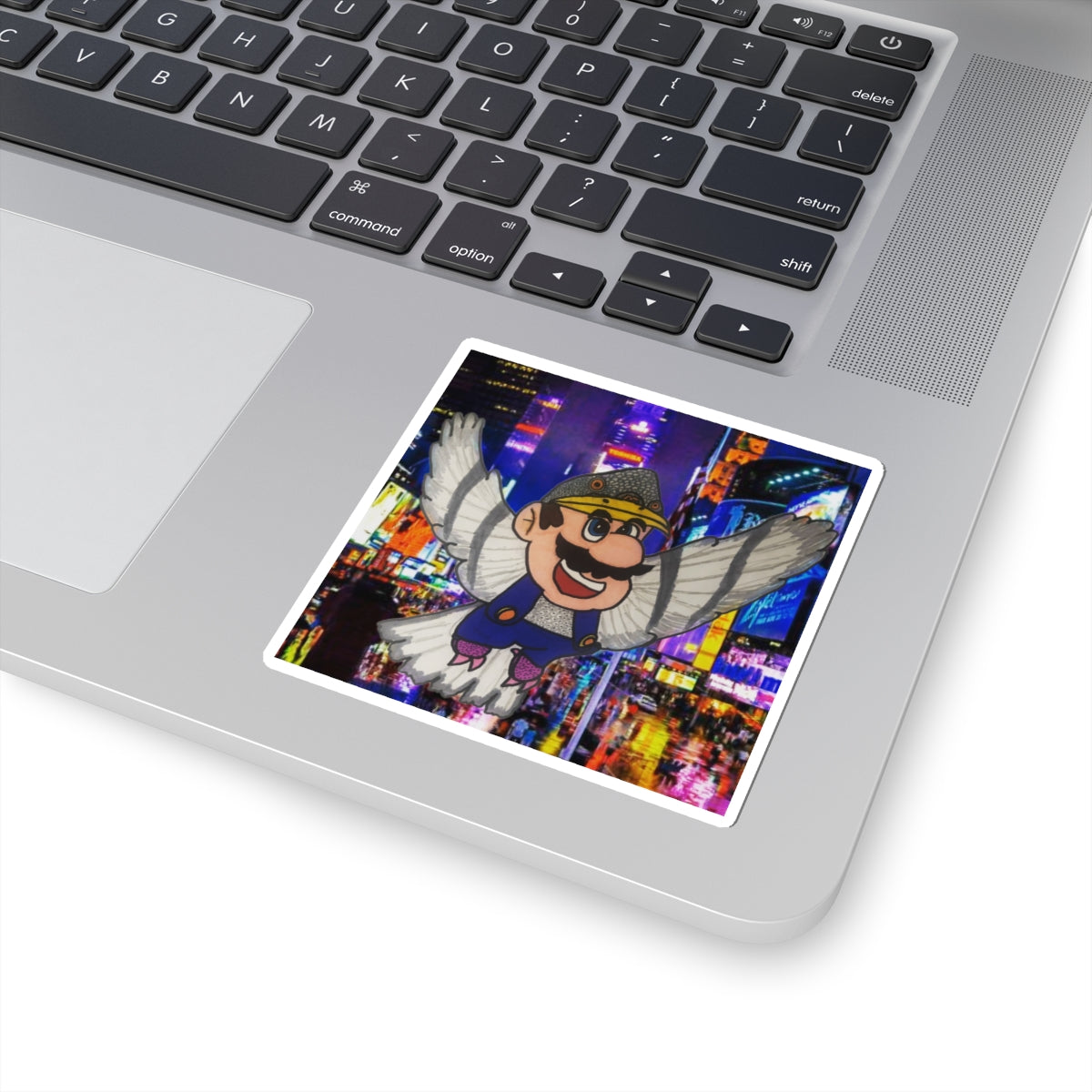 Pigeon Mario - Winged Character Sticker — Retro City Night Mario-Style Kiss-Cut Sticker