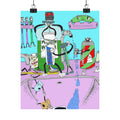 Bathroom Fight Poster — Surreal Pop Art Matte Vertical Print