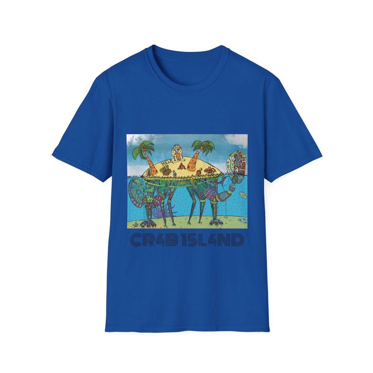 Crab Island  Art T-Shirt — Whimsical Tropical Illustration Tee