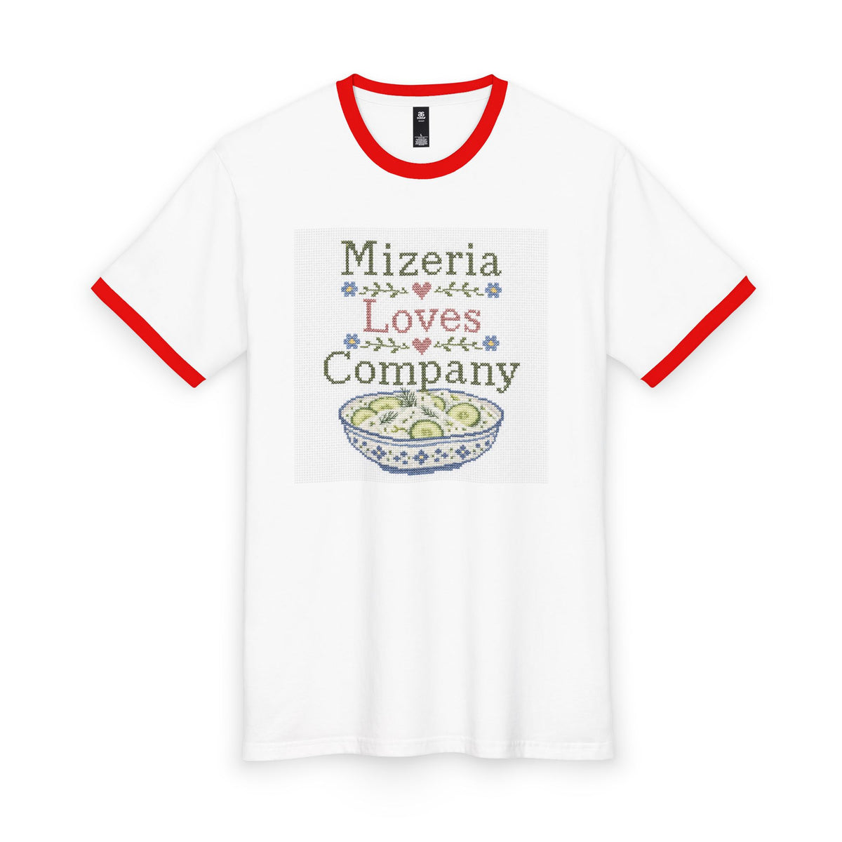 Ringer Tee — "Mizeria Loves Company" Polish Food & Cozy Living Graphic
