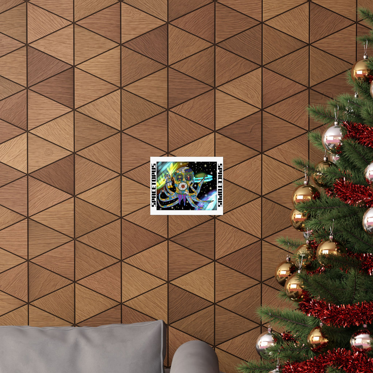 Spacetopus Sci‑Fi Poster — Matte Horizontal Wall Art