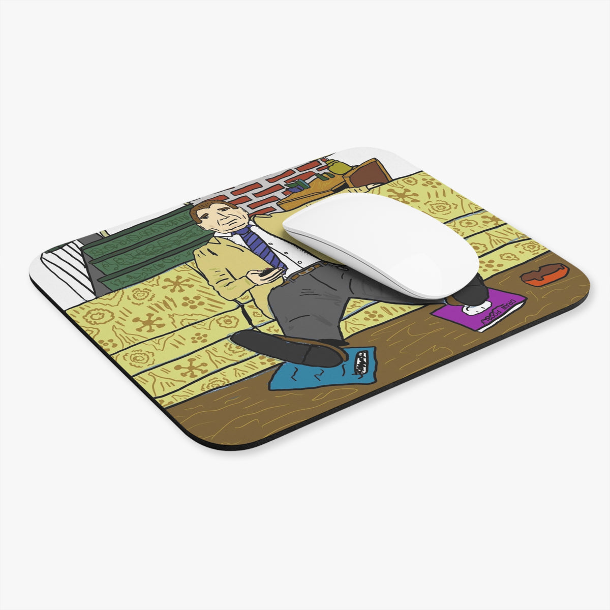 Mousing With Children — Lazy TV Night Illustration Desk Mat