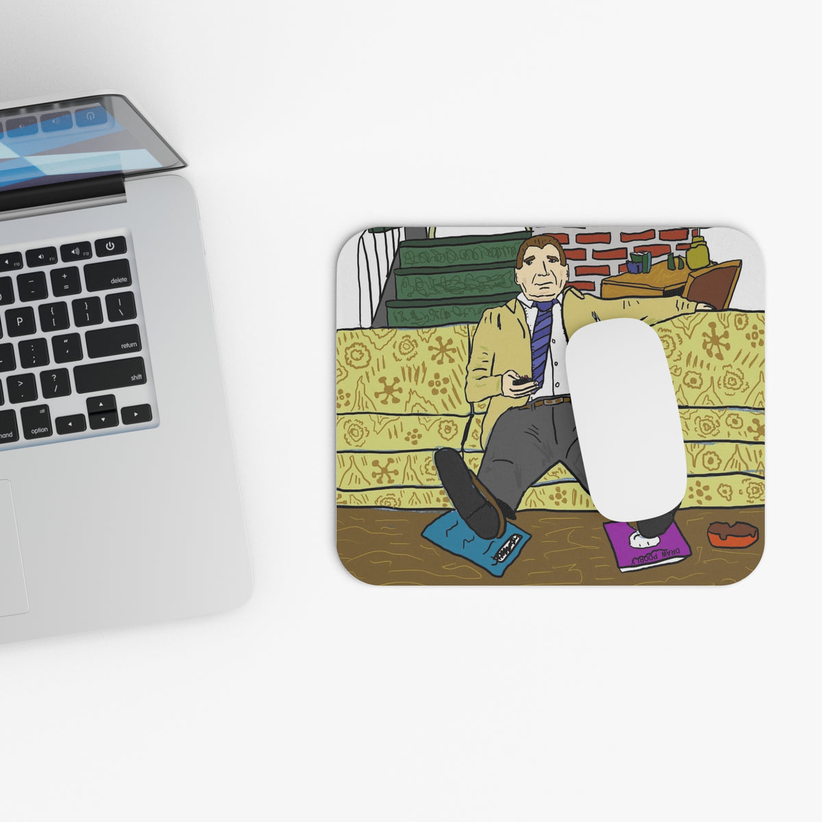 Mousing With Children — Lazy TV Night Illustration Desk Mat