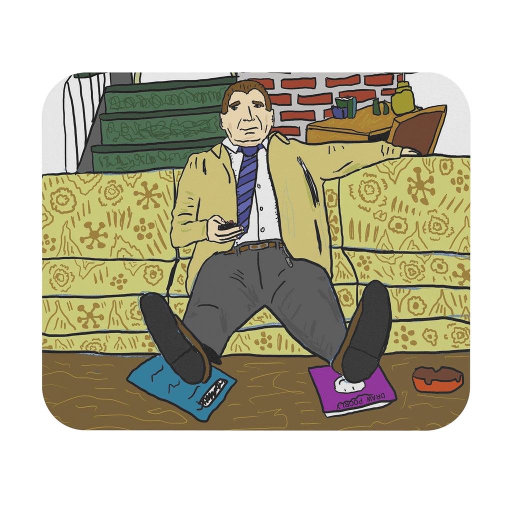 Mousing With Children — Lazy TV Night Illustration Desk Mat
