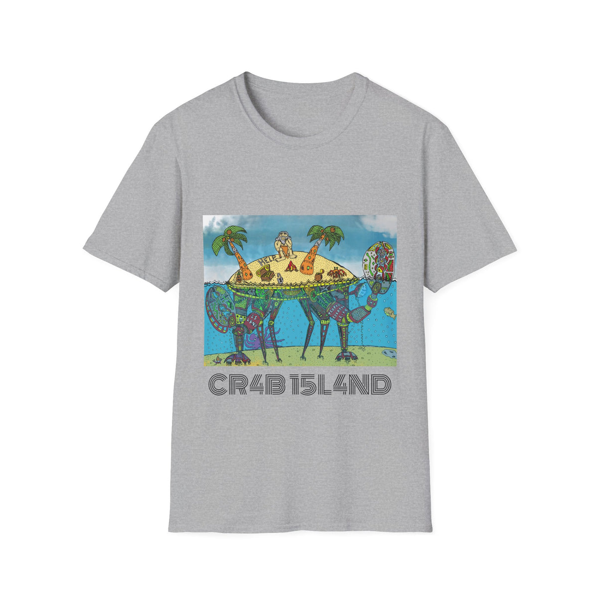 Crab Island  Art T-Shirt — Whimsical Tropical Illustration Tee