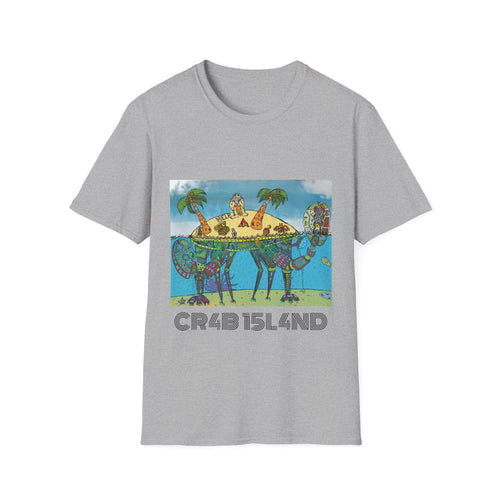 Crab Island  Art T-Shirt — Whimsical Tropical Illustration Tee