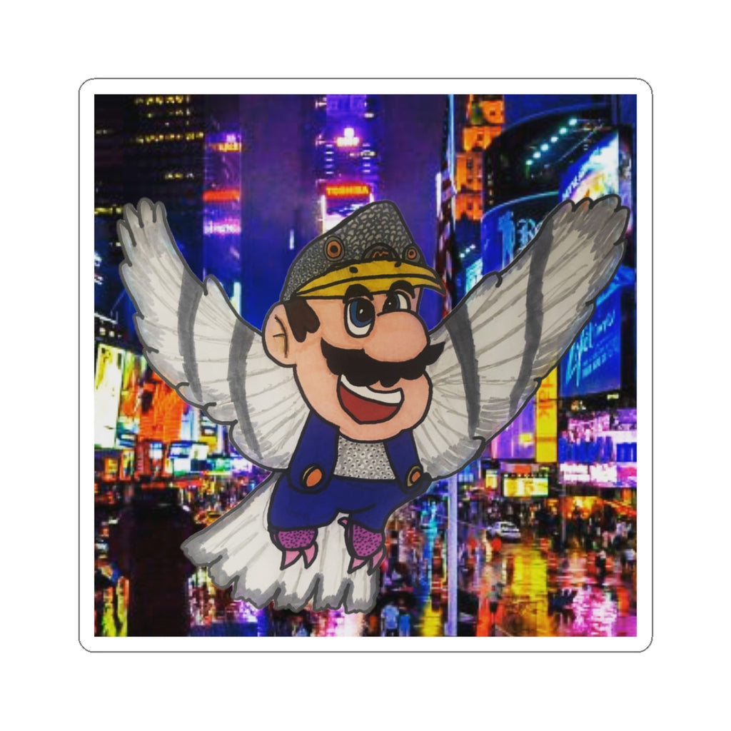 Pigeon Mario - Winged Character Sticker — Retro City Night Mario-Style Kiss-Cut Sticker