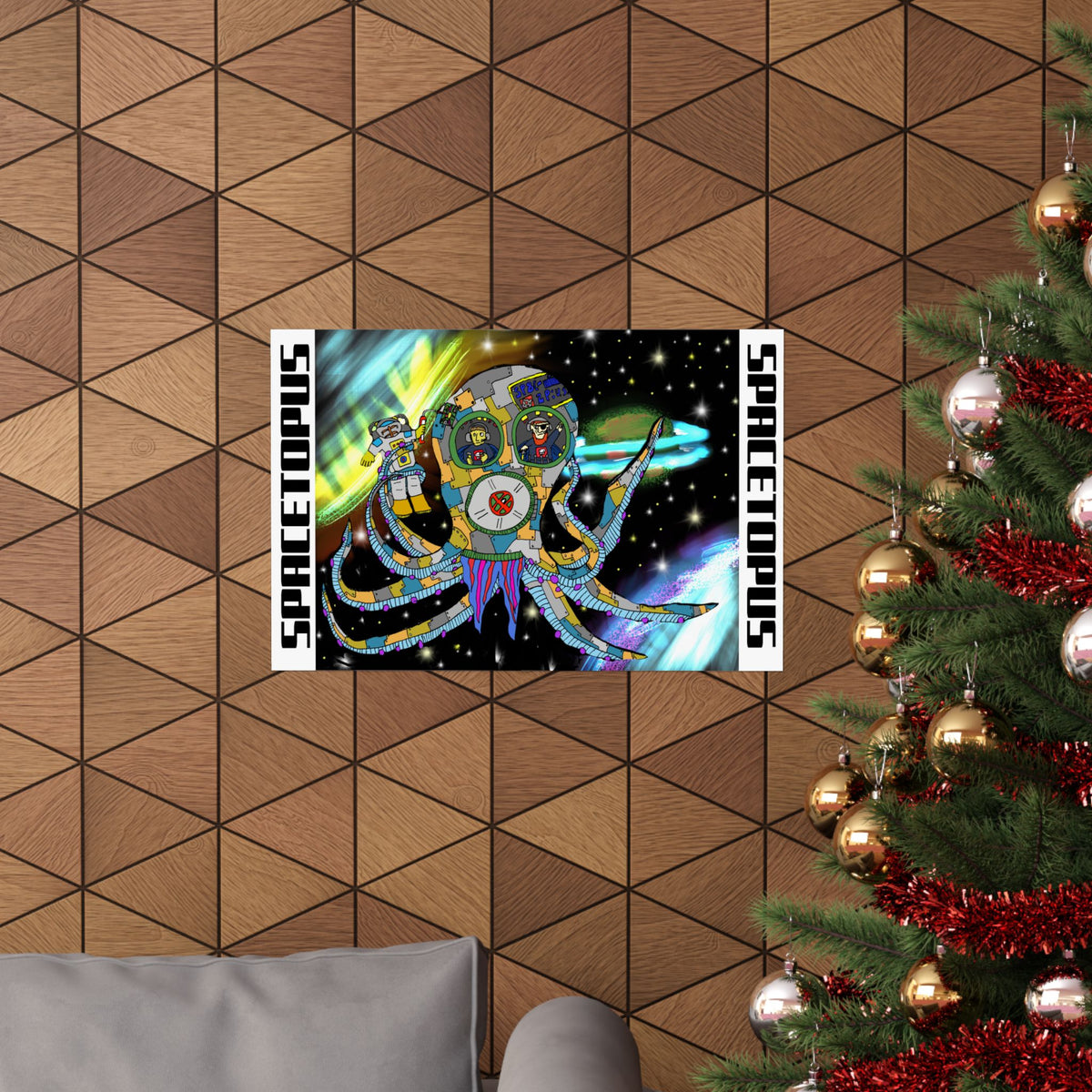 Spacetopus Sci‑Fi Poster — Matte Horizontal Wall Art