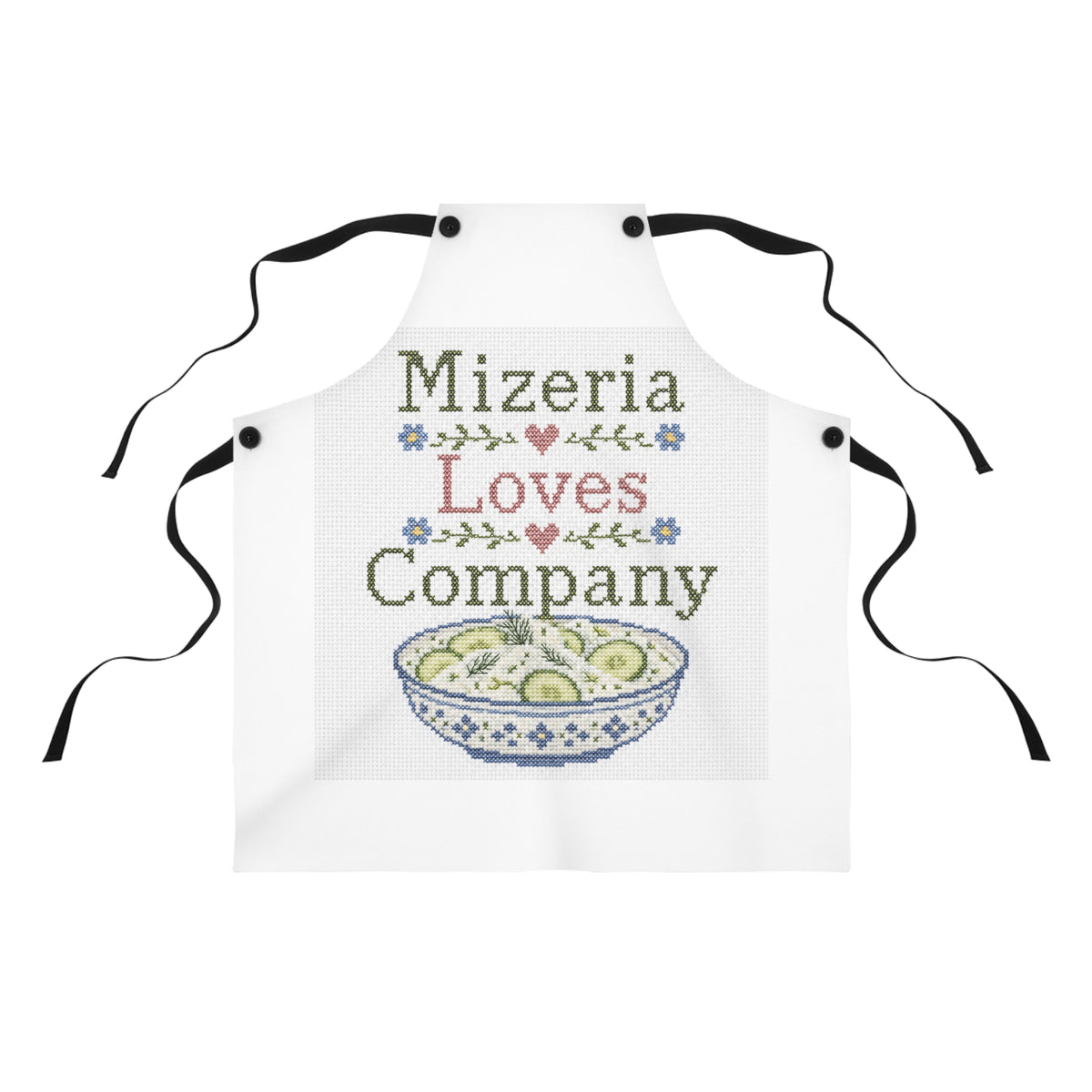 Cross-Stitch 'Mizeria Loves Company' Apron