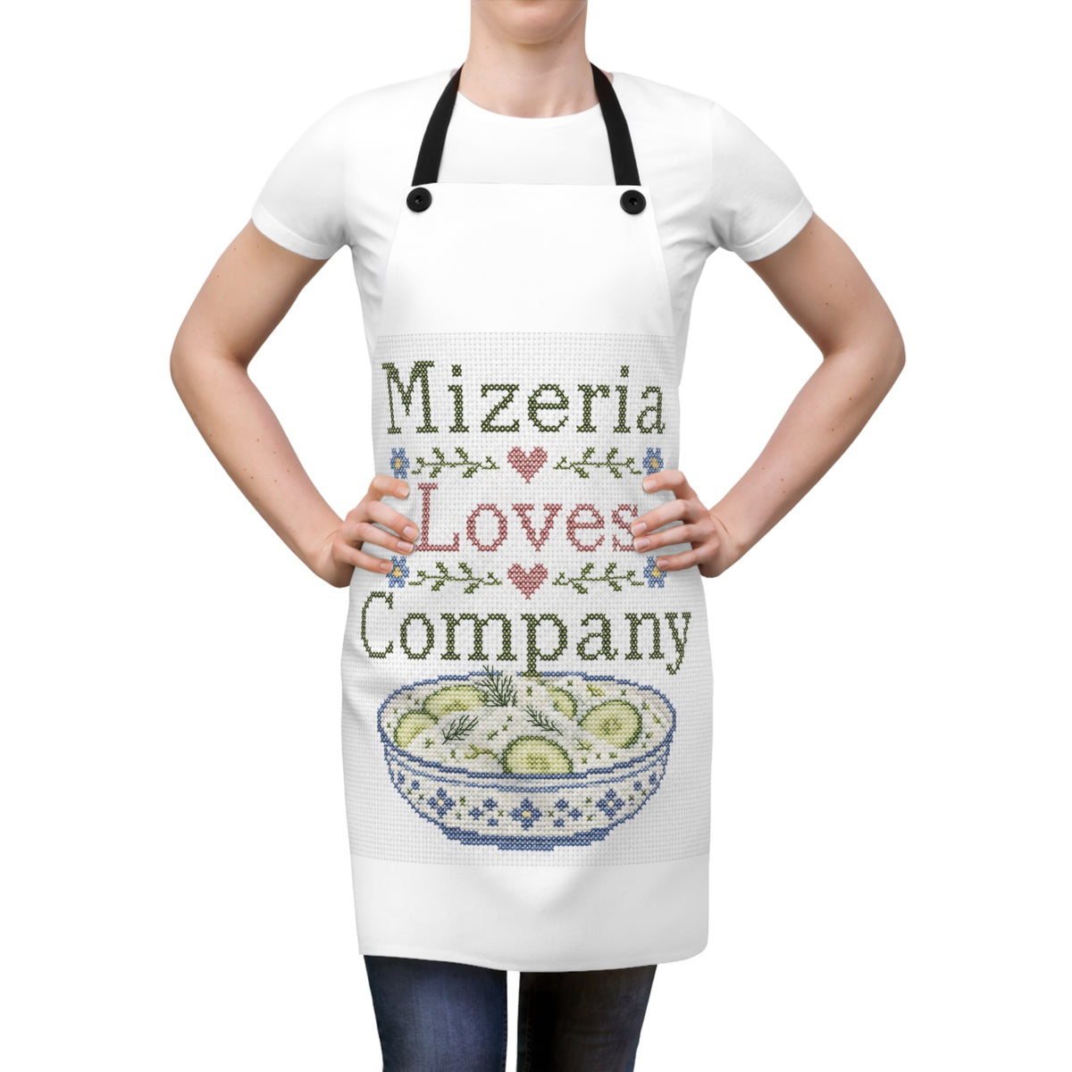 Cross-Stitch 'Mizeria Loves Company' Apron