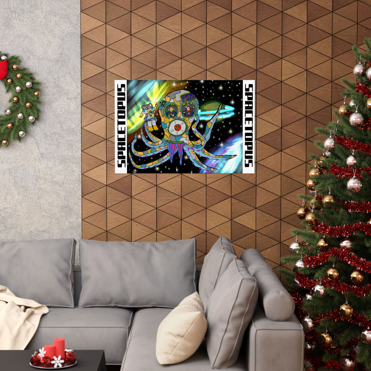 Spacetopus Sci‑Fi Poster — Matte Horizontal Wall Art