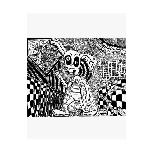 Burp the Rabbit Satin Poster — Black & White Abstract Art (210gsm)