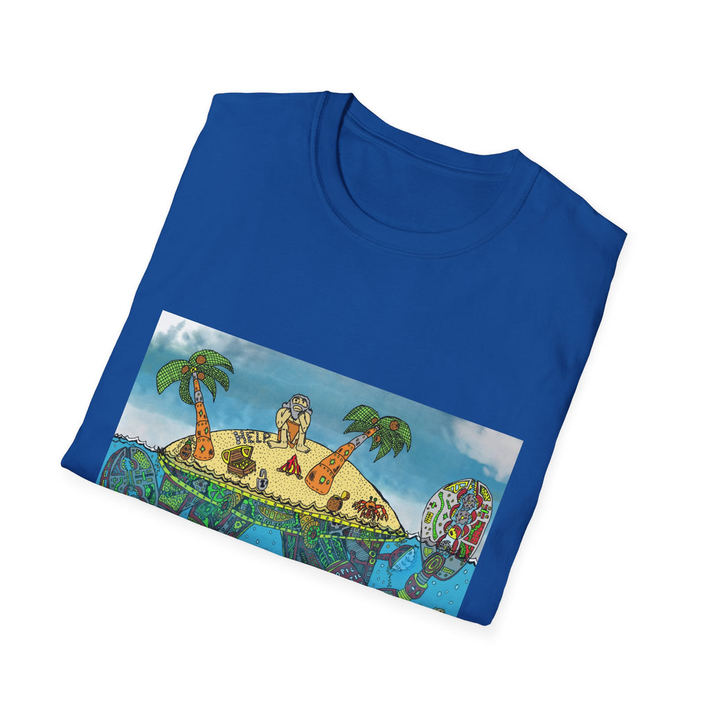 Crab Island  Art T-Shirt — Whimsical Tropical Illustration Tee