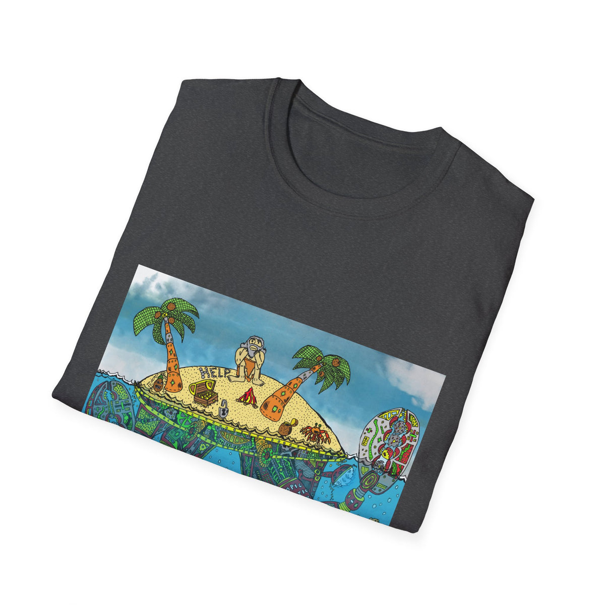 Crab Island  Art T-Shirt — Whimsical Tropical Illustration Tee