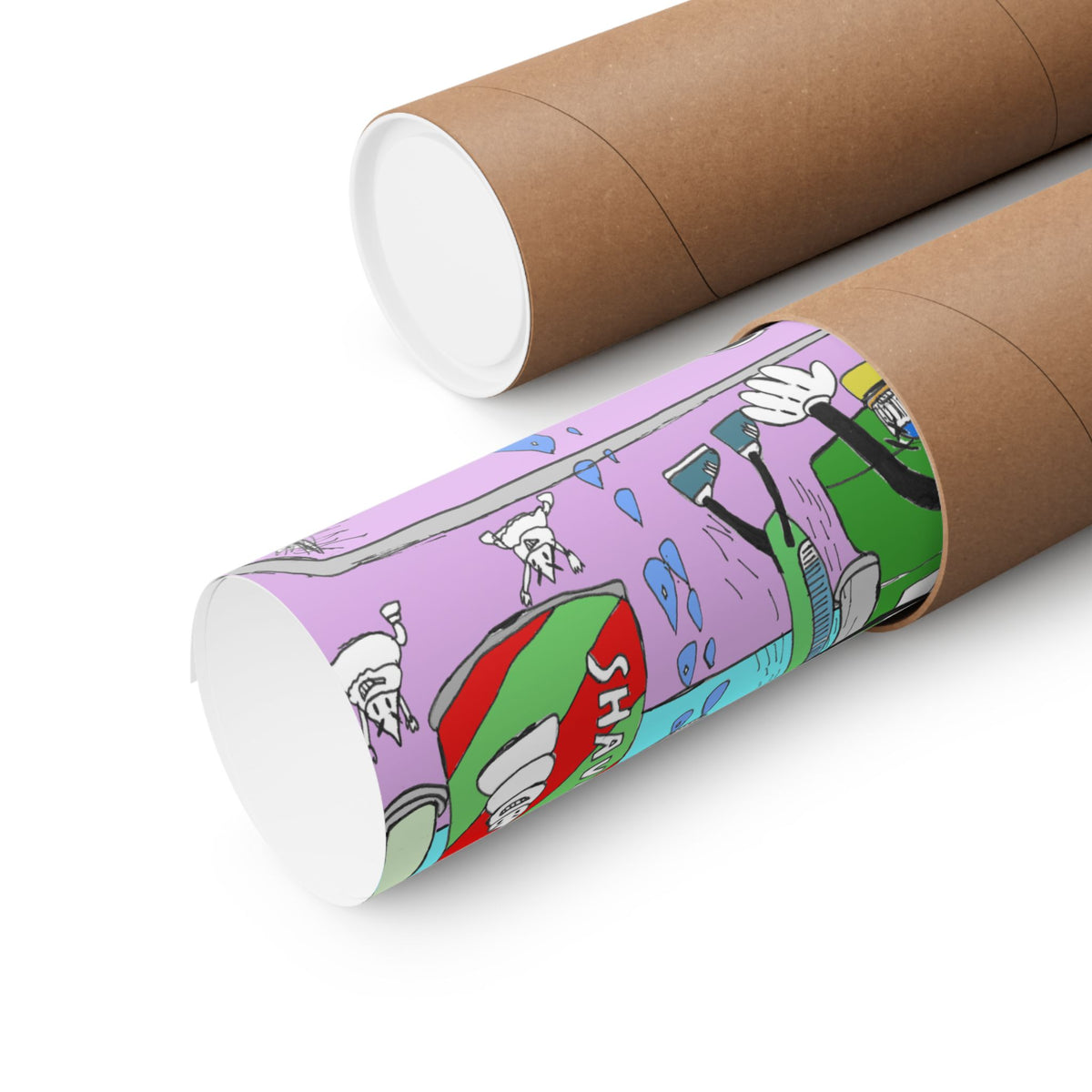 Bathroom Fight Poster — Surreal Pop Art Matte Vertical Print